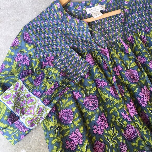 Floral Block Print Peasant Blouse - Rachel Zoe - Picture 1 of 6